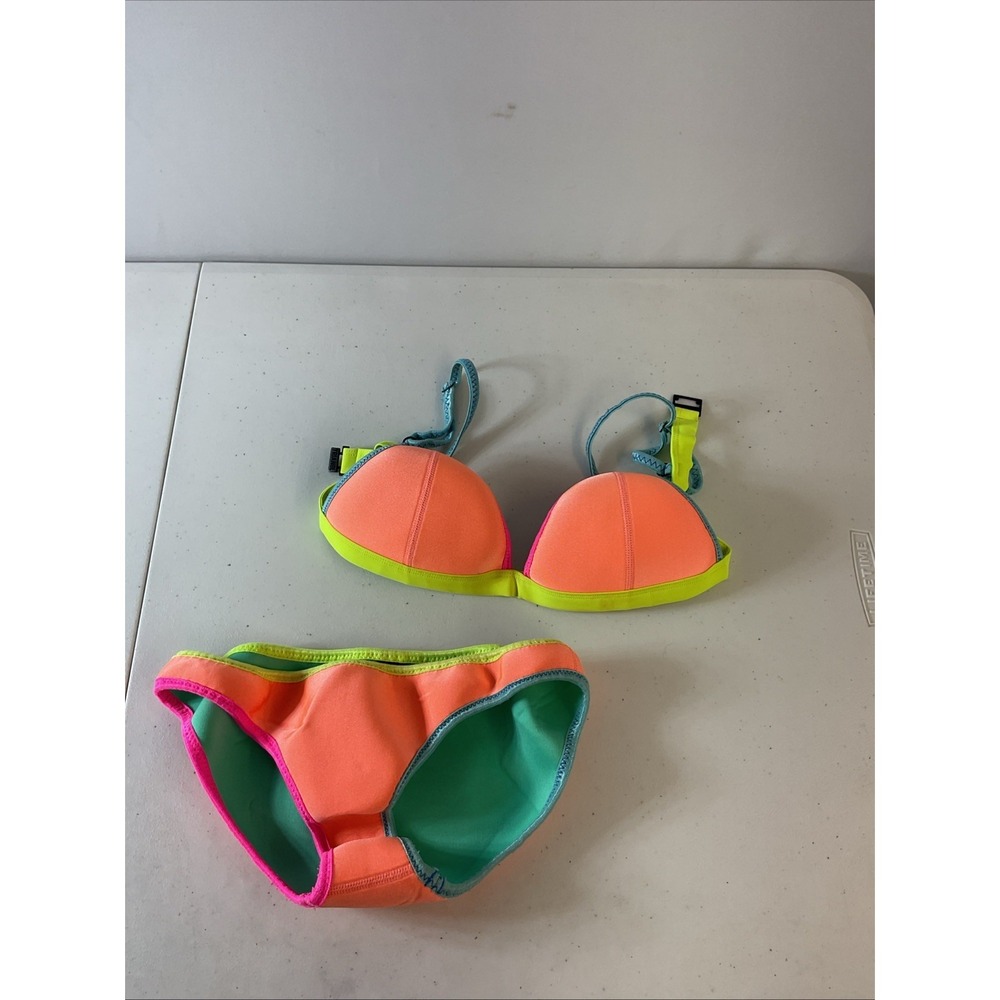 Triangl Bikini‎ Set Womens Small + Top, Med Bottom Orange Neoprene Read